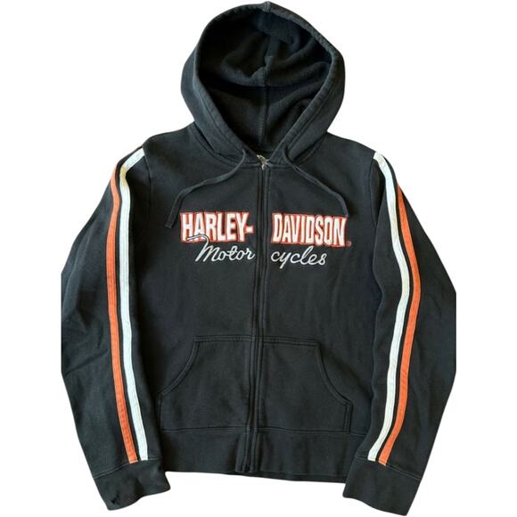 HARLEY DAVIDSON Vintage Y2K STRIPED ZIP UP HOODIE Women’s 1X - Picture 1 of 6